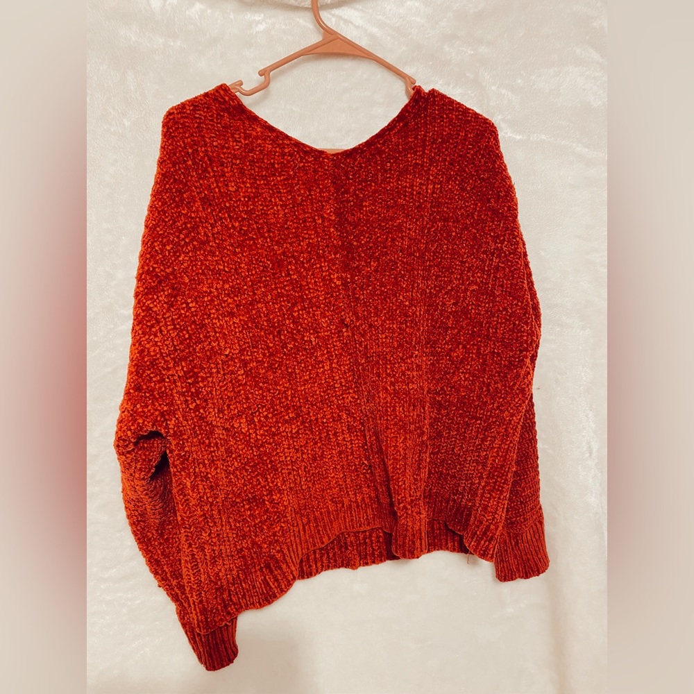 Off-The-Shoulder Red Sweater - Picture 2 of 2